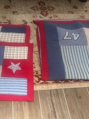 Pottery Barn Kids Red and Blue Number 47 Comforter Set